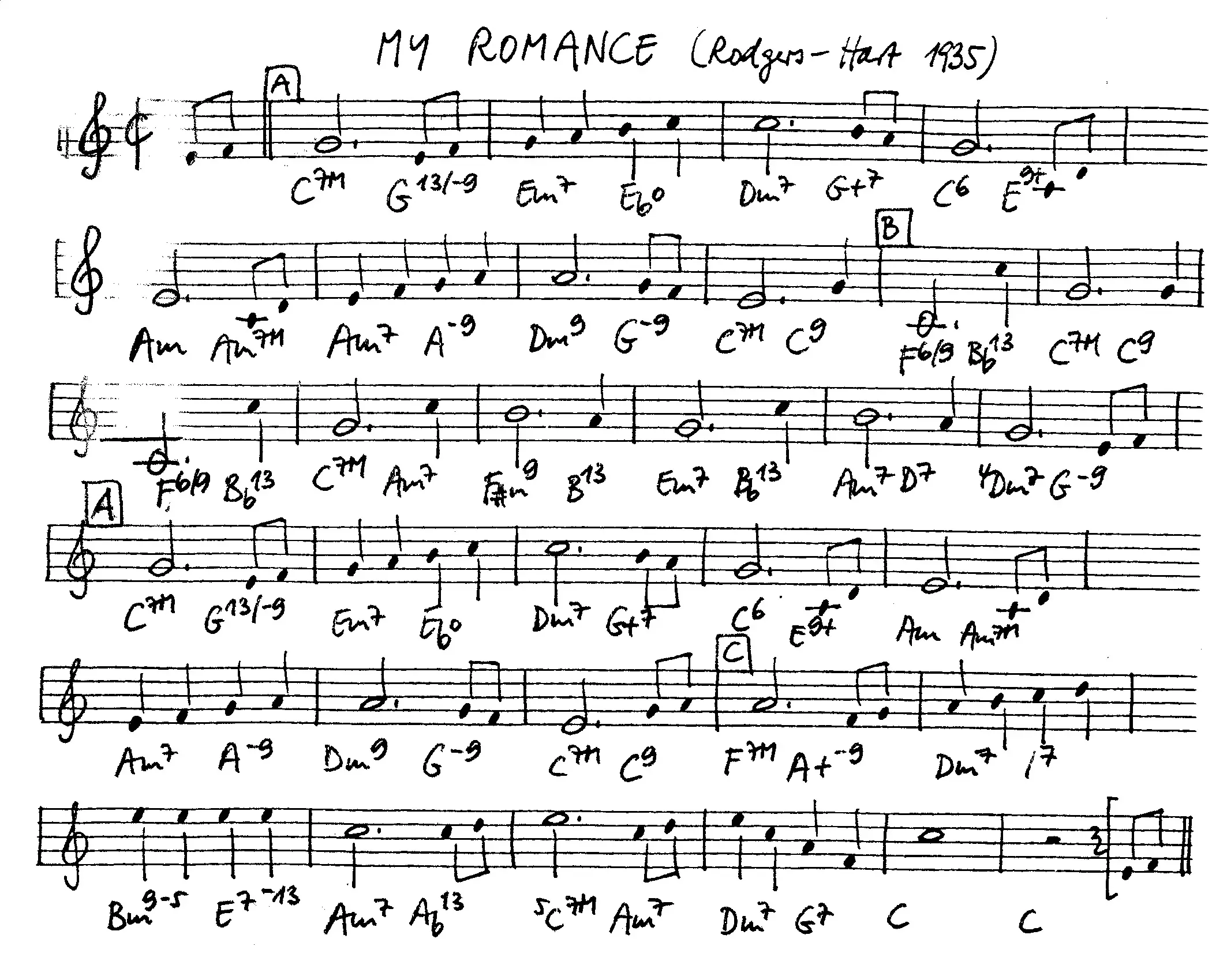 my romance free jazz leadsheet - Courtesy of the Jungle Jazz Band